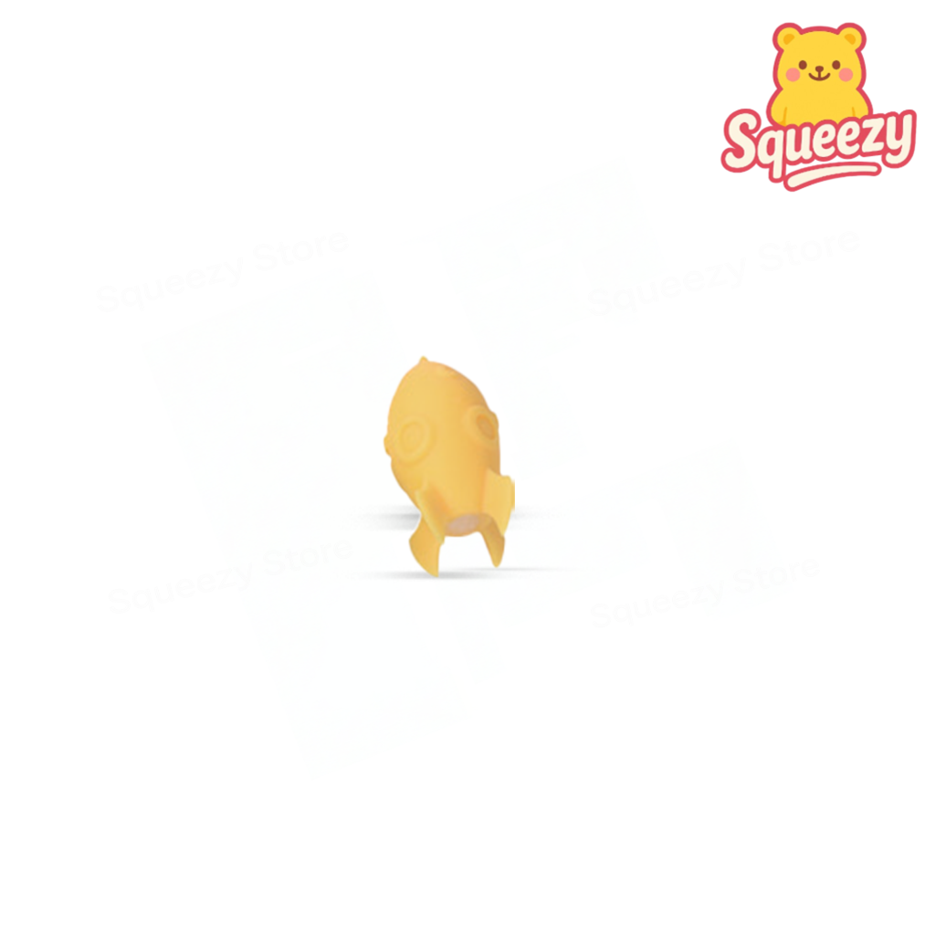 Yellow EVA Rocket soft sensory toy with smooth rounded rocket shape.