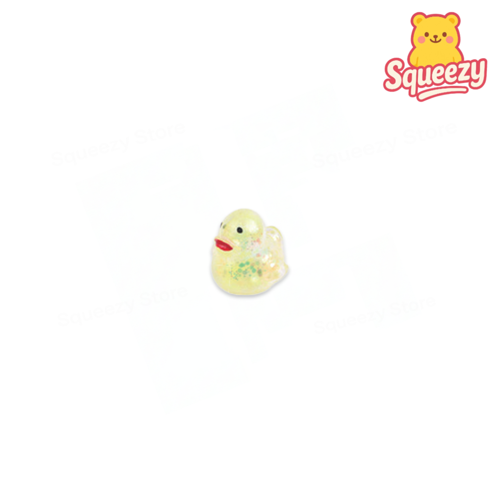 Yellow Glitter Animal soft stress relief toy shaped like a tiny chick.