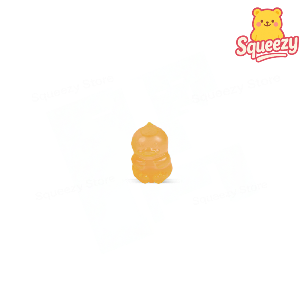 Yellow Jelly Duck with Maltose squeezable duck toy with jelly-like translucent design.