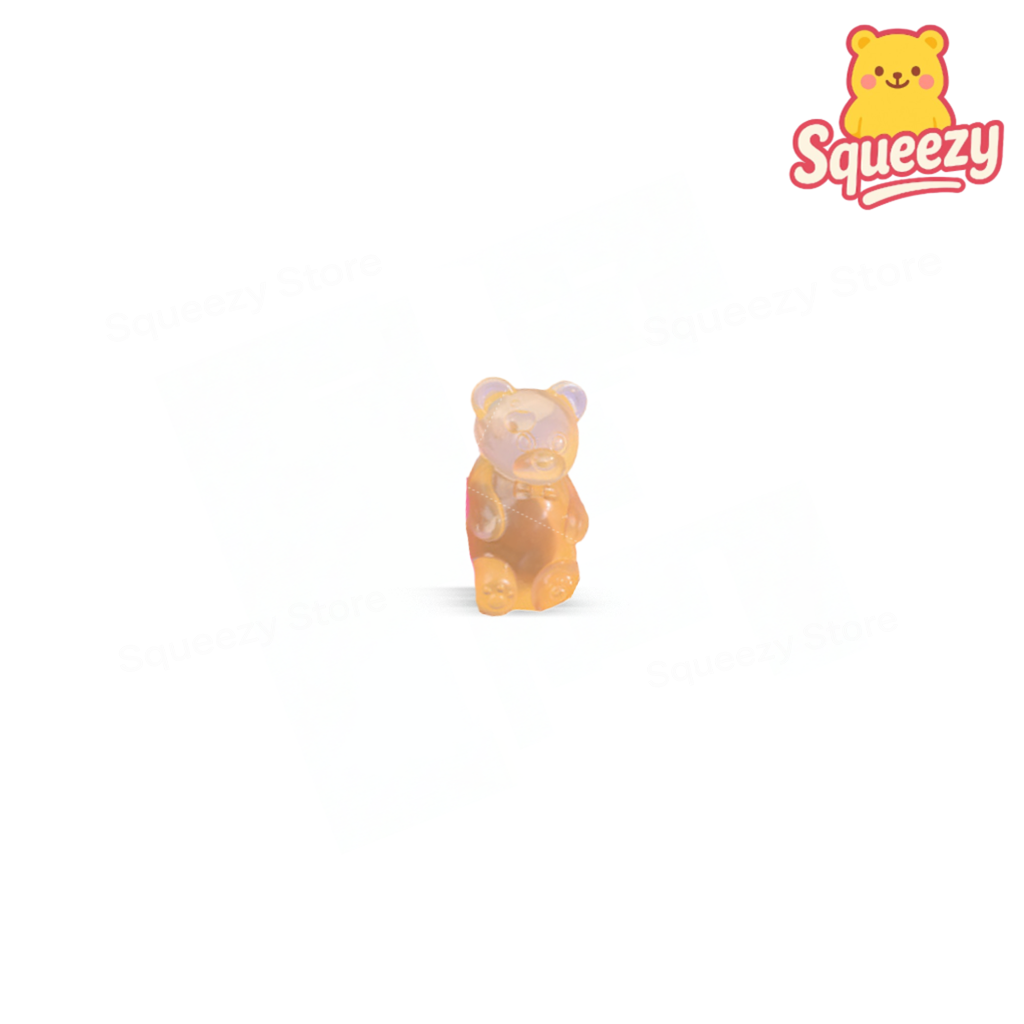 Yellow Maltose Bear sensory toy with sparkling glitter and teddy bear shape.