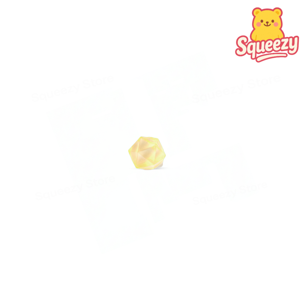Yellow Maltose Squishy Diamond squeezable crystal gem toy with sparkling interior.