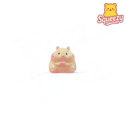 Yellow Small Squishy Hamster cute slow-rising hamster stress relief toy in pastel colors.