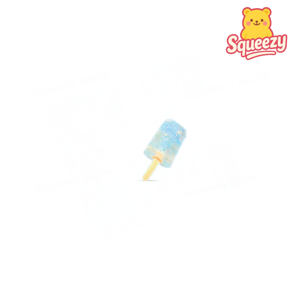 Yellow Squishy Ice-Cream Stick sensory toy with jelly-like texture and pastel confetti filling.
