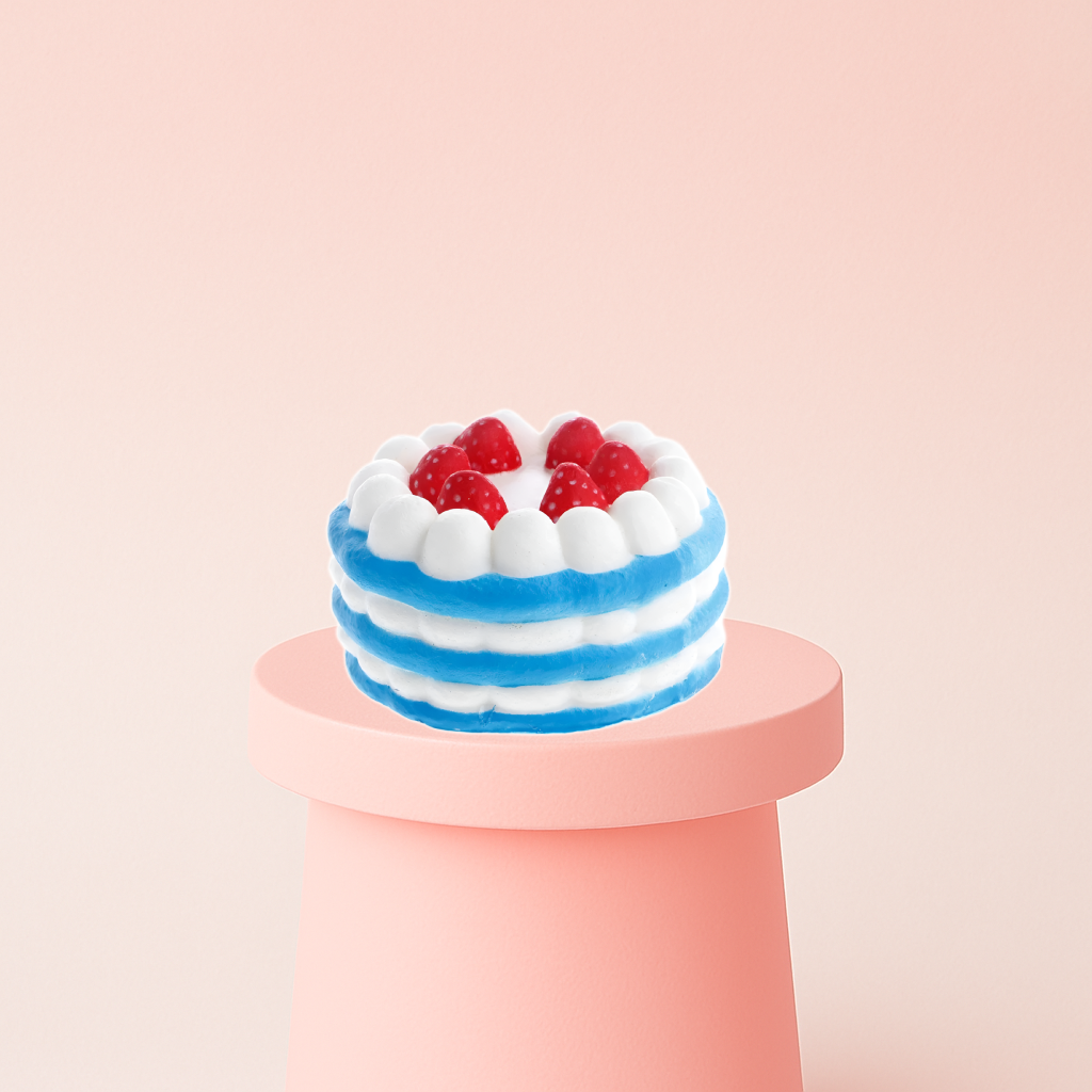 blue Strawberry Cake Squishy Stress Toy
