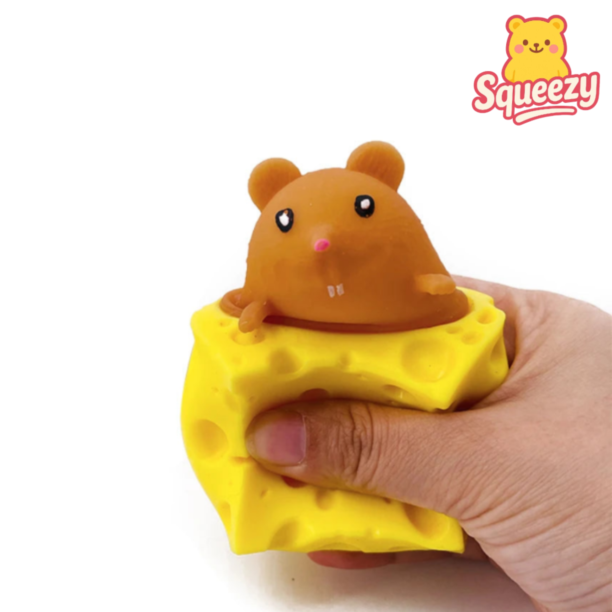brown Cheese Mouse Squeeze Toy for Stress