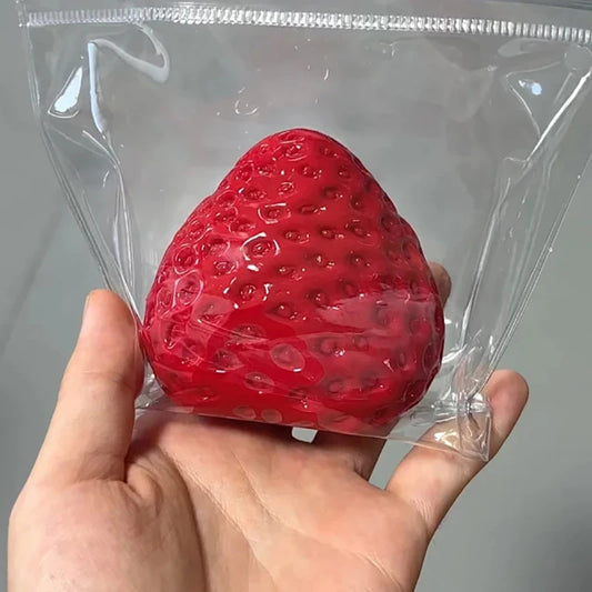 Cute Cream Gold Powder Big Strawberry Pinch Fidgeting Imitation Silicone Clay Feeling DIY Girl Birthday Gift Kids Squish Toys