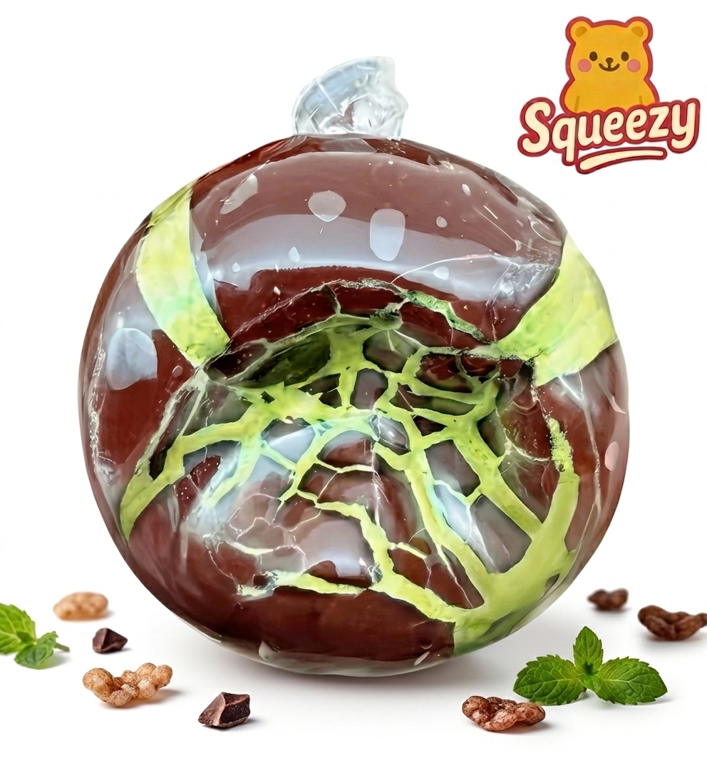green Crunchy Chocolate squishy Handmade Ball