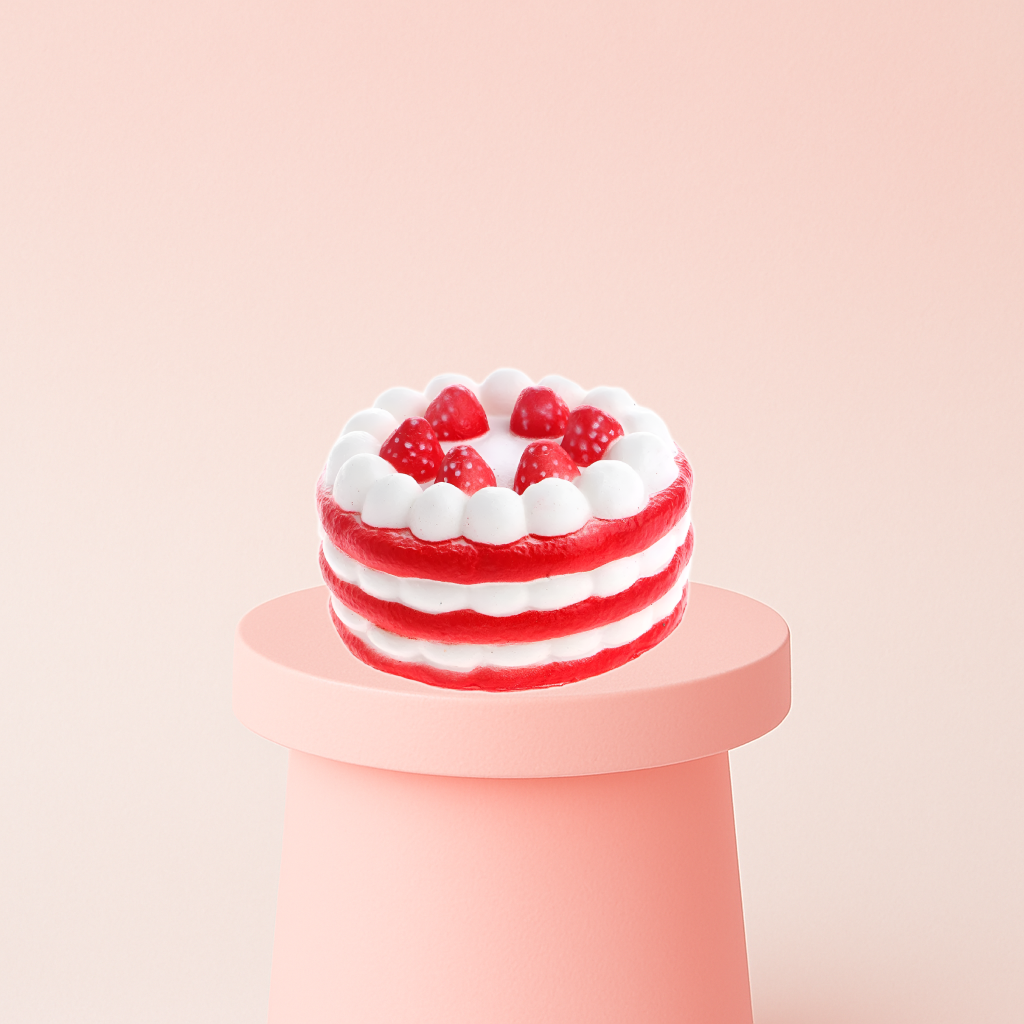 red Strawberry Cake Squishy Stress Toy