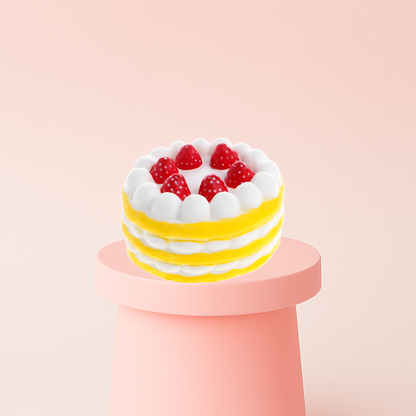 yellow Strawberry Cake Squishy Stress Toy